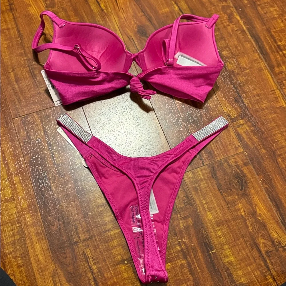 Victoria’s Secret Purple Rhinestone Push Up Bikini Top & Thong Bottoms